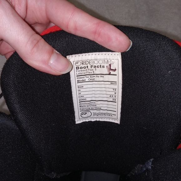 Ride Orion Snowboard Boots Mens Size 10 Black Red Lace Up All Mountain READ - Picture 7 of 13